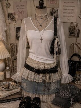Elegant White Sheer Sleeve Top
